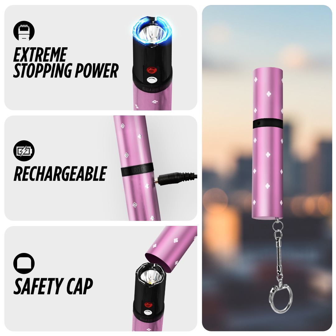 KP Lipstick Stun Gun With Flashlight - 110 Lumen w/ Keychain - Electra - Image 3