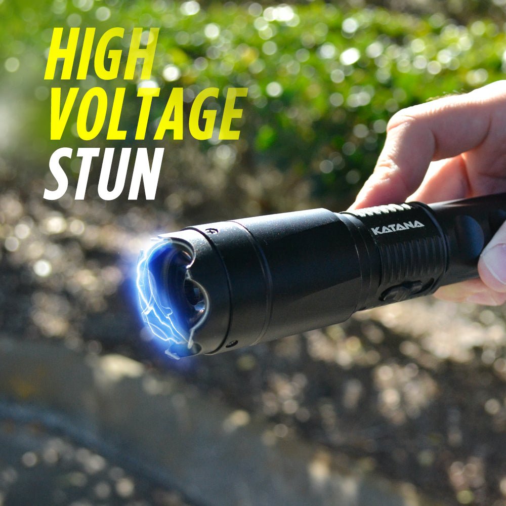 KP Stun Gun with Flashlight - 400 Lumen w/ Glass Breaker - Katana - Image 3